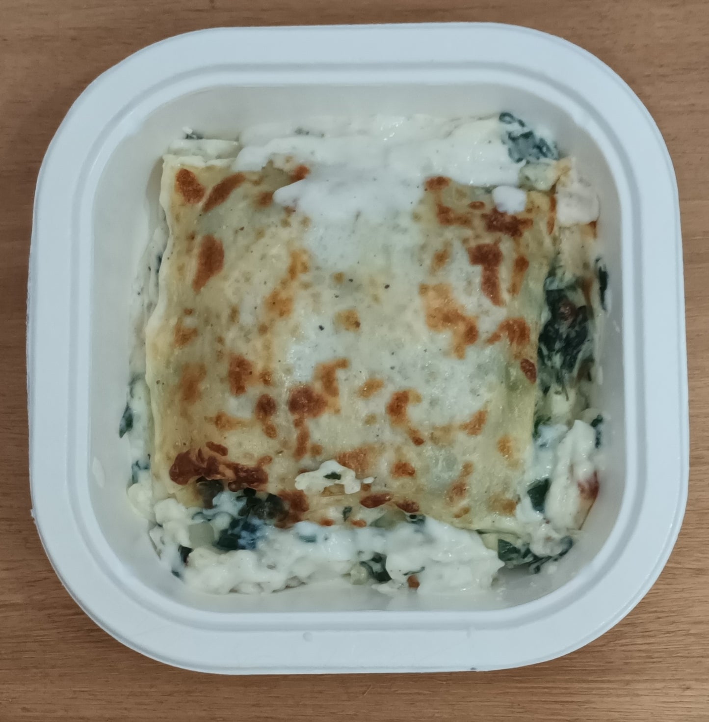 Lasaña de bacalao y espinacas