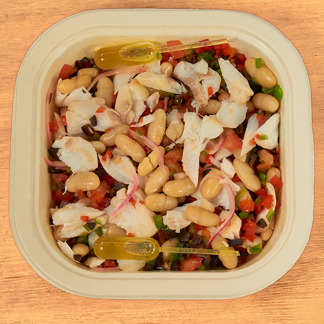 Ensalada de alubias con bacalao - ensupuntoadomicilio