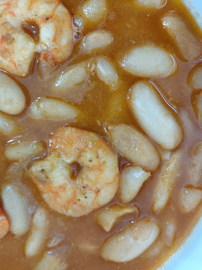 Fabes con langostinos