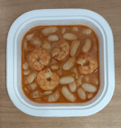 Fabes con langostinos