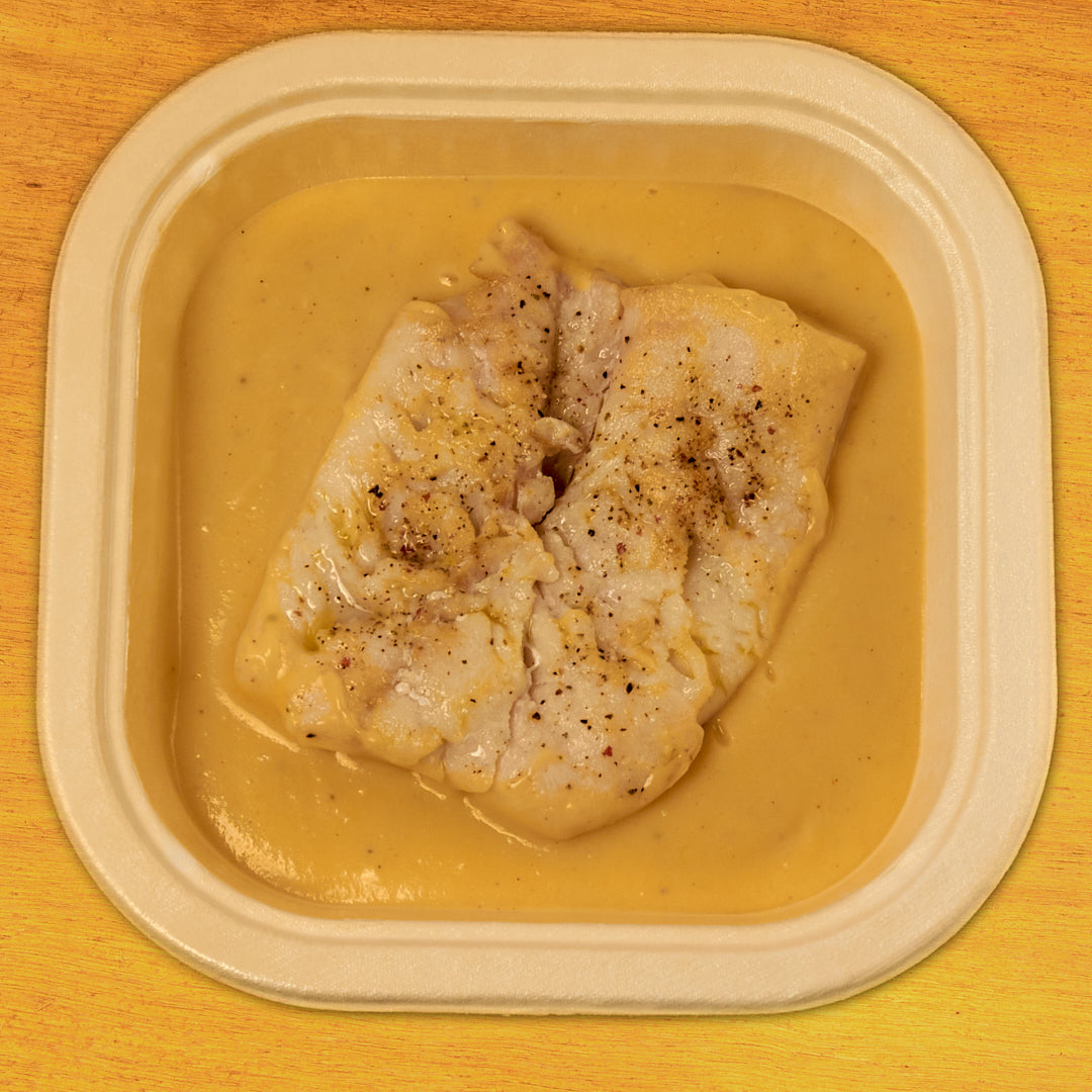Merluza con crema de coliflor - ensupuntoadomicilio